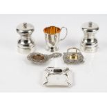 A pair of silver mounted Peter Piper peppermills, each of capstan form, London 1988,