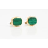 A pair of 9ct gold and malachite cufflinks,