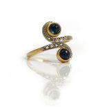 A French diamond and sapphire ring,