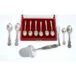 Silver and silver mounted wares, comprising; three Victorian King's pattern teaspoons, London 1860,