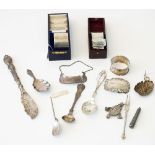 Silver and silver mounted wares, comprising; a tea caddy spoon, Sheffield 1932,