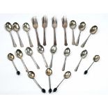 A group of silver table flatware, comprising; six teaspoons, six coffee spoons,