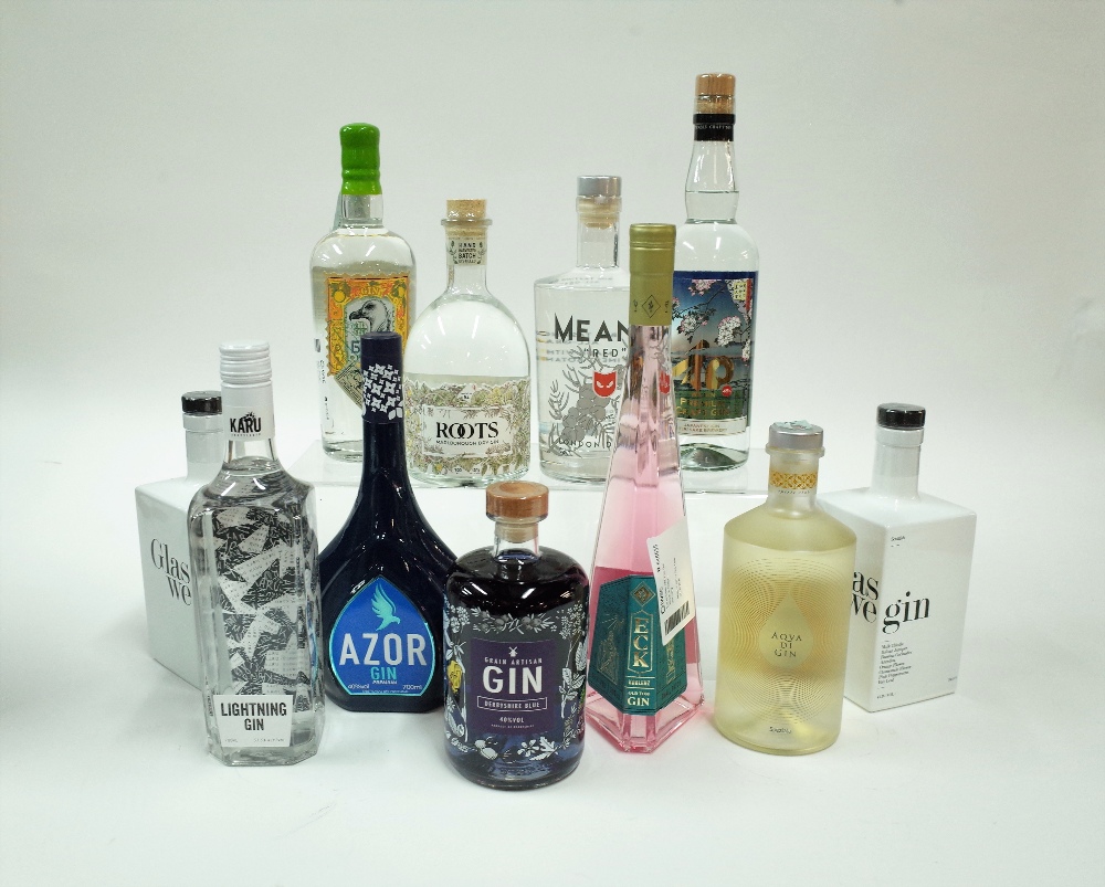 Box 1 - Gin (11 bottles) Glaswe-Gin Glaswe-Gin Lightning Gin Azore Gin Derbyshire Blue Gin Eck Old