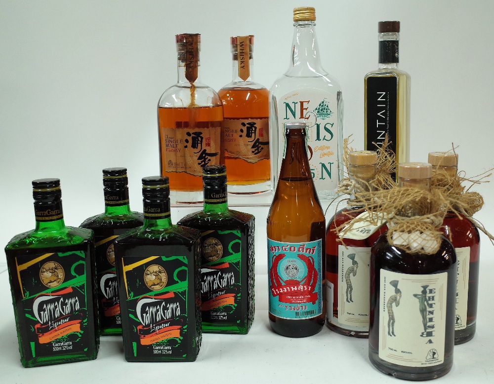 Box 76 - Mixed Spirits Garra Garra Liqueur (4 bottles) Red Bull Distillery Ruang Khao Rum Zaanshine