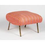 A vintage Zanuso footstool, with tubular metal frame, upholstered in pink,