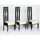 A set of six French black lacquered modernist chairs, 20th century,