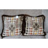 A pair of cushions in abstract check pattern material (2).