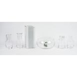 Thirteen Hahctnca glass carafes and six water jugs and a circular glass bowl (20).
