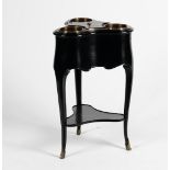 A French ebonised electroplate mounted champagne cooler, circa 1920's, for three bottles,