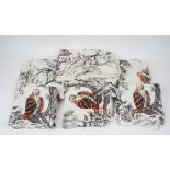 A set of twenty two napkins and three tablecloths printed with owls (25).