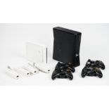 An X Box 360 and accessories and a collection of games,
