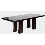 A rectangular wooden table on block supports, 225cm long x 96cm wide.