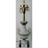 An Italian classical-Revival gilt-metal mounted porcelain and faux malachite table lamp, modern,