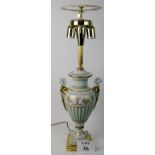 An Italian classical style gilt-metal mounted porcelain table lamp, modern, 77cm high,