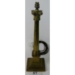 A good quality brass Corinthian column table lamp, with weighted base, early 20th century,