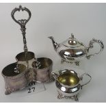 A late 19th/early 20th century silver plated bottle stand,