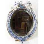 A fine 19th century continental porcelain easel/wall mirror,