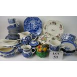 A collection of blue and white and other ceramics (a/f),