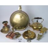 A collection of brass and copper ware to