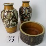 A pair of Langley Studio pottery vases,