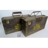 A pair of ammunition boxes for .303 cali