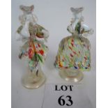 A pair of Murano glass figures in multi-