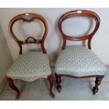 Two Victorian balloon back chairs uphols