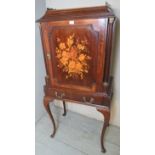 An Edwardian mahogany and marquetry cabinet on stand,