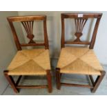 A pair of 19th century childs chairs with rush seat,