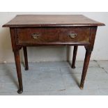 A fine 18th century oak side table with long frieze drawer over pad feet, a/f,