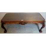 A George II design mahogany low table, was once a caned stool, now coffee table,