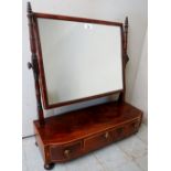 A George III mahogany bow fronted vanity mirror with 3 drawers and inlay,