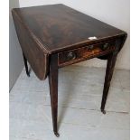 Georgian mahogany drop leaf Pembroke table with a frieze drawer over square tapering legs,
