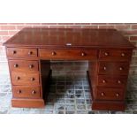 A 19th century mahogany pedestal desk with an inset tooled brown leather writing area to top,