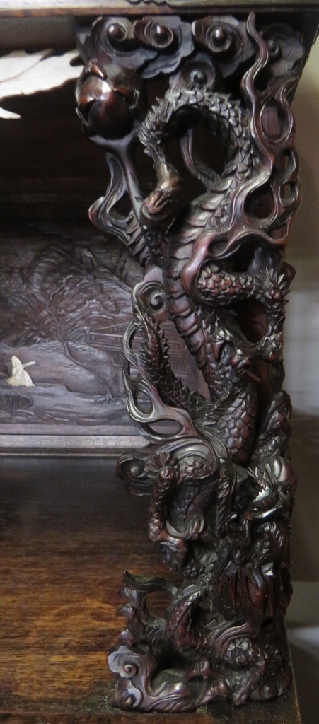 A fine quality Meiji period Japanese display cabinet, with shibayama filigree and carved panels, - Image 4 of 5