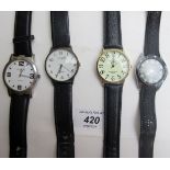 A collection of four gentleman's wristwa