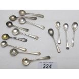 Eight silver salt spoons, all fully hall