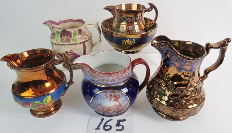 Three 19th century `copper lustre' potte