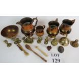 A selection of copper and brass lustre w