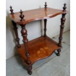 A small Victorian inlaid walnut whatnot