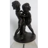 A 19th century bronze group of 2 naked y