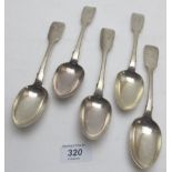 A set of five Irish dessert spoons, Dubl