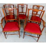 Five Edwardian chairs to include 2 carve