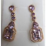 Rose de France amethyst earrings, 40mm x