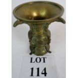 A Chinese bronze Gu wine vessel, 15cm ta