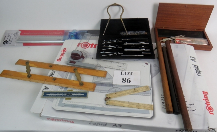 A collection of draughtsman's equipment,