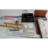 A collection of draughtsman's equipment,