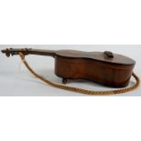 A Spanish guitar with inlaid decoration, early 20th century, fitted with a musical box, hinged lid,