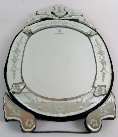 A decorative Venetian easel mirror in the 18th century taste (but modern), 54cm high.