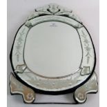 A decorative Venetian easel mirror in the 18th century taste (but modern), 54cm high.